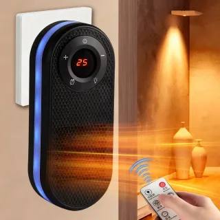 Tevorex Wall-Mounted Desktop Heater with 5-Color Night Light, Fast Heating & LCD Display, 2 Gears Adjustment Timer Heate
