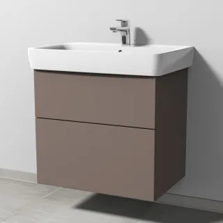 Sanipa 3way Waschtischunterbau zu Geberit Renova Plan Waschtisch mit 2 Auszügen, Taupe-Matt SP8771T