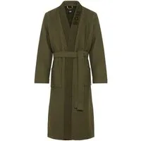 BOSS Morgenmantel Waffle Kimono, Gürtel, mit großem BOSS Logo aus Velours