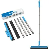 LA CUTE Wasserabzieher Wasserschieber Bodenabzieher 180° schwenkbar, Edelstahlgriff., (Multifunktionaler Bodenabzieher mit verstellbarem Griff und Ersatzklingen., Wasserschieber-Set mit Ersatzklingen, ideal für Böden, Fenster, Autos), Verstellbarer S