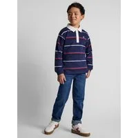 MINOTI Poloshirt Gestreiftes Langarmshirt mit Kragen und Stickerei (2y-14y) weißer Kragen