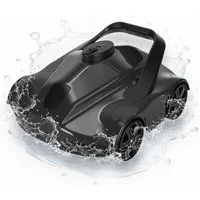 GarveeMore Poolroboter kabelloser automatischer Poolreiniger, 130Min. Laufzeit, IPX8, bis zu 17 m/min, 2,5 Std. ladezeit, für Poolboden, Schwarz
