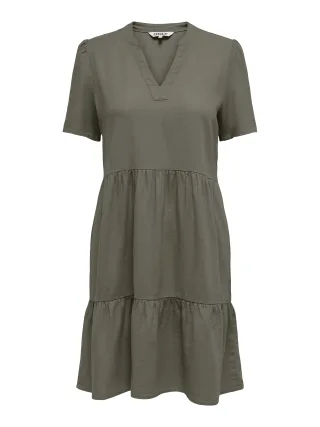ONLY - ONLTIRI-GOA SS V-NEC LIN BL DRESS CC PNT Smokey Olive - Gr. - XS
