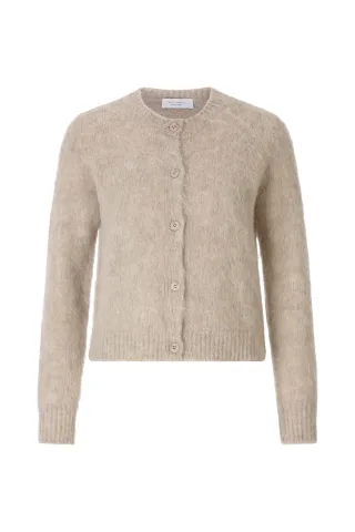 Rich & Royal - Crew Nk Brushed Cardi Set caffee latte - Gr. - M
