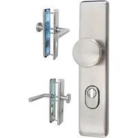 Häusler Onlinehandel GmbH Türbeschlag Edelstahl Wohnungstür Schutzbeschlag 50120 WE-72 mit Knauf, mit Kernziehschutz und Zylinderabdeckung