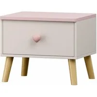 en.casa Nachttisch, »Sandnes« mit 1 Schublade 31 x 38 x 30 cm Holzbeine Weiß/Rosa