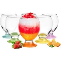 Sendez Gläser-Set 6 Gläser mit bunten Füßen 250ml Wassergläser Saftgläser Trinkgläser, Glas