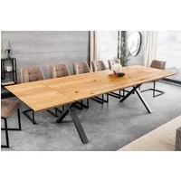 riess-ambiente Esstisch WILD OAK 160-260cm natur/schwarz - Eiche, Schweizer Kante, X-Gestell (Einzelartikel, 1-St), Massive Industrial-Tafel für 12 Personen - ideal für Wohn- & Esszimmer