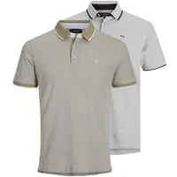 Jack & Jones Poloshirt JJEPAULOS im Doppelpack mit Logostickerei und Komfort (Packung, 2-tlg., 2er-Pack) unifarben mit Farbeinsatz, modisch, schmal, Baumwolle, Polokragen