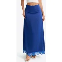 Imily Bela Maxirock Damen Maxirock aus Satin mit Spitzenrand (Packung, 1-tlg., 1per-Pack) mit Spitzen