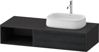 Duravit Zencha Konsolenwaschtischunterbau wandhängend Eiche Schwarz & Graphit Matt & Supermatt 1300x ZE4819016800000
