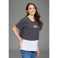 Neun Monate Umstandsshirt Umstands-T-Shirt mit Unterziehtop, Praktisch auch beim Stillen (2-tlg) Tank Top und Shirt mit modischem Ringel-Look, kurzarm