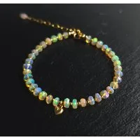GOLDEN Armband Äthiopischer Opal Armband Damen 14K Gold Filled mit Herz