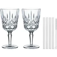 Nachtmann Weißweinglas Noblesse Cocktailgläser mit Glastrinkhalmen 355 ml, 7-tlg., Glas