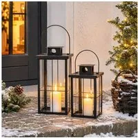 Mojawo Laterne 2tlg Metall XXL Laternen Set Schwarz Gartenlaterne Windlicht H58/45cm