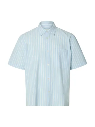 SELECTED MEN - SLHRLXSTUART SEERSUCKER SS SHIRT Cashmere Blue - Gr. - M