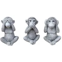 Stone and Style Gartenfigur Frostfeste Steinfiguren 3er-Set Affen Nichts sehen sagen hören