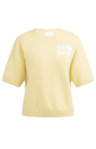 Yaya - Gestrickter Kurzarmpullover gelb - Gr. - L