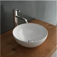 Alpenberger Aufsatzwaschbecken Gäste WC Waschbecken Klein - Waschschale Rund, Waschschüssel (Keramik Handwaschbecken, Aufsatzbecken mit Nano), Miniwaschbecken Schale ohne Hahnloch