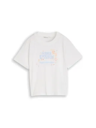Denim Tom Tailor - Loose Fit T-Shirt mit Stickerei white - Gr. - S