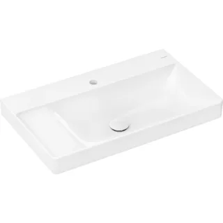 hansgrohe Aufsatzwaschtisch Xelu Q 800x480mm, mit Hahnloch, ohne Überlauf, geschliffen mit Ablage links, weiß