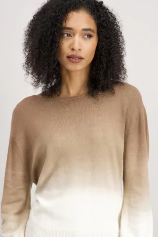 signe nature - Pullover mit Farbverlauf beige/braun - Gr. - XXL