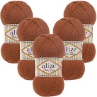 Alize 5 x ALIZE Baby Best 408 Carrot Häkelwolle, 240 m, Babywolle,Viskose,Anti-Pilling,Babygarn