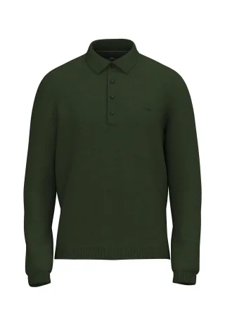 FYNCH-HATTON - Polo, Longlseeve, Structure dark khaki - Gr. - M