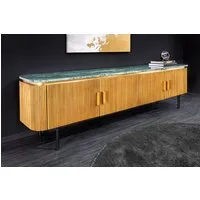 riess-ambiente TV-Board VENEZIANO 160cm messing / grün · Mangoholz-Lowboard mit Marmorplatte (Einzelartikel, 1 St), Retro-Design · Massivholz · Soft Close · Stauraum · grüner Marmor