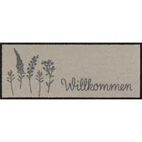 Salonloewe Läufer Fußabtreter klein 30x75 Willkommen Wiese grau, Läufer Mini, Höhe: 300 mm