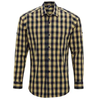 Premier - "Mulligan" Hemd für Herren Langärmlig (Camel/Marineblau)