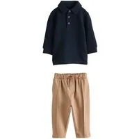 Next Top & Hose Langärmeliges Poloshirt und Jogginghose im Set (2-tlg)