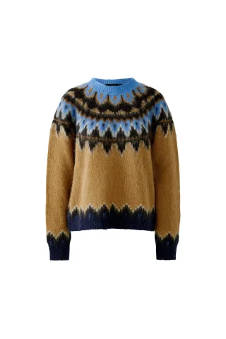 Oui - Pullover dk camel blue - Gr. - 36