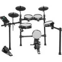 FAME E-Drum,DD-6600 E-Drum Set Elektronisches Schlagzeug-Set mit 408 Sounds Dual Zone Snare Pad 10“ Kick Pad 8“ Aux-Eingang MIDI Drumsticks Effekten und Double Bass E-Schlagzeug Schwarz, E-Drums, E-Drum Sets, E-Drum Set, Elektronisches Schlagzeug, Du