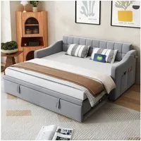 Flieks Daybett, Polsterbett Schlafsofa 90/180x190cm mit Ausziehbett und Steckdose