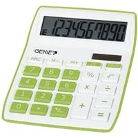 GENIE Taschenrechner 840 G, Tischrechner, Solar, Batterie, Bürorechner, 10-stellig, grün/weiß