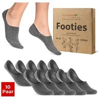sockenkauf24 Füßlinge 10 Paar Füßlinge aus gekämmter Baumwolle Damen & Herren (Grau, 39-42) Sneaker Socken ohne drückende Naht (Exclusive Line) - 70103T WP