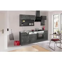KOCHSTATION Küchenzeile KS-Tulsa, ohne E-Geräte, Breite 210 cm, schwarze Metallgriffe, MDF Fronten