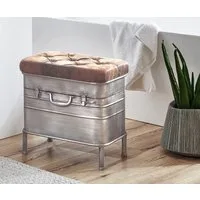 HAKU Bank Flurbank, Garderobenbank, Sitzbank, rechteckig - aus Metall Grau - B/T/H 51/34/48 cm