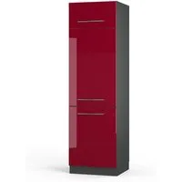 Vicco Kühlumbauschrank Fame-Line, Bordeaux Hochglanz/Anthrazit, 60 cm (1-St)