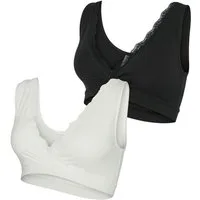 Mamalicious Bustier MLHELENA CROSSY LACE BRA 2F 2-P NOOS (Packung, 2-tlg) aus Baumwollmischung mit Jersey, in elastischer Qualität