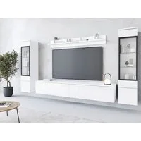 Home affaire Wohnwand VERA II, Vitrinen Türanschlag wechselbar, (Komplett-Set, 4-St), Mediawand 260 cm, Vitrine mit Verglasung, stehend und hängend