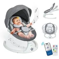 Insma Babyschaukel 5 Gang Elektrische bluetooth-Babywippe, mit 10 Liedern und Fernbedienung, Batteriekompatibel