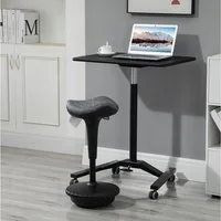 Vinsetto Schreibtischstuhl Bürohocker mit Schwenkfunktion, höhenverstellbar, Arbeitshocker (ergonomischer Bürohocker, 1 St), 120° neigbar, Anti-Rutsch, für Büro Arbeitszimmer, Grau