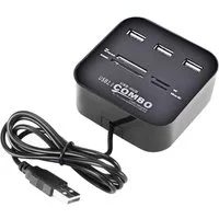 Bolwins Speicherkartenleser H31C USB 2.0 3 Port HUB Verteiler Splitter Adapter Kartenleser für PC, integrierter Kartenleser USB-Hub-Funktion Überspannungsschutz