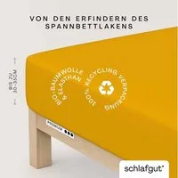 Schlafgut Spannbettlaken PREMIUM Mako-Zwirn-Jersey, 220 g/m², 95% Bio-Baumwolle, 5% Elasthan, Mako-Zwirn-Jersey, Gummizug: rundum, (1 Stück), Bettlaken bis 30 cm Höhe, PREMIUM-Qualität langlebig, perfekter Sitz