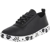 Ital-Design Stylischer Freizeitschuh mit floralem Sohlenrand Sneaker (91554323) Flach Sneakers Low in Schwarz