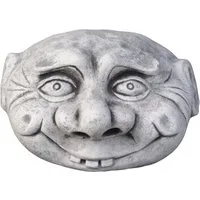 gartendekoparadies.de Gartenfigur Lustiges Gesicht Steinkopf, Deko-Stein, H. 15 cm, 25 x 28 cm, 10 kg, Frostsicher