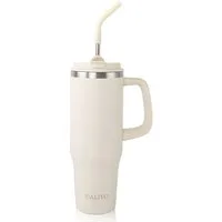 CALIYO Thermoflasche Thermobecher 1.2L Edelstahl BPA frei mit Strohhalm und Deckel, Langanhaltend kühl / warm spülmaschinenfest für Sport, Reisen