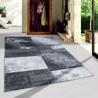 SIMPEX24 Teppich Kariert Design, Läufer, Höhe: 13 mm, Designer Wohnzimmer Teppich Kurzflor Konturenschnitt Kariert Design